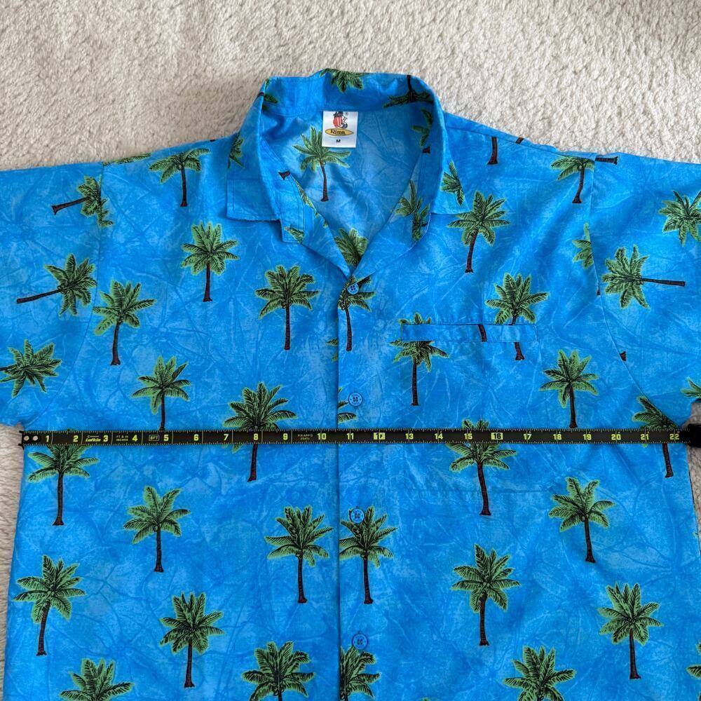 RIMA | VTG 90s Hawaiian Print Silk Blue Button Down Shirt Summer Men's Size M - Picture 6 of 8